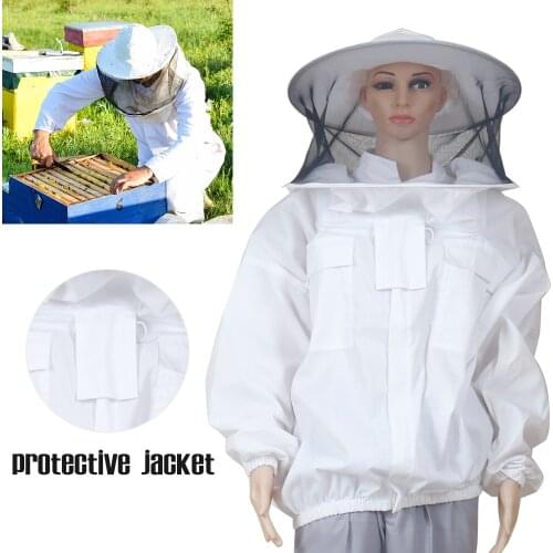 Bee Clothes Protective Suits Jacket Pure Cotton Round Cap For Beekeeping Equipment Beekeeper Supplier