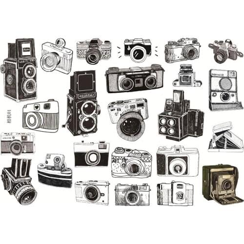 1Pc Cute A5 Hand Painted Camera Decorative Stationery Sticker Scrapbooking DIY Notebook Diary Lable Album Uncut Sticker Supplies