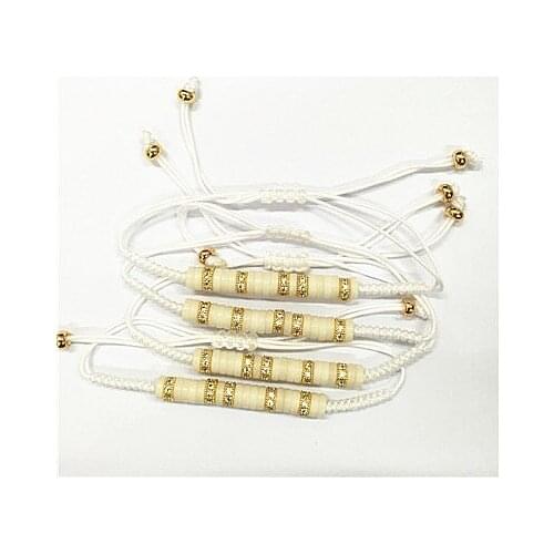 1PC Anil Arjandas Men Macrame Bracelets 24K Gold Color Color Micro Pave CZ Stoppers Briading Macrame Bracelet for Men Women