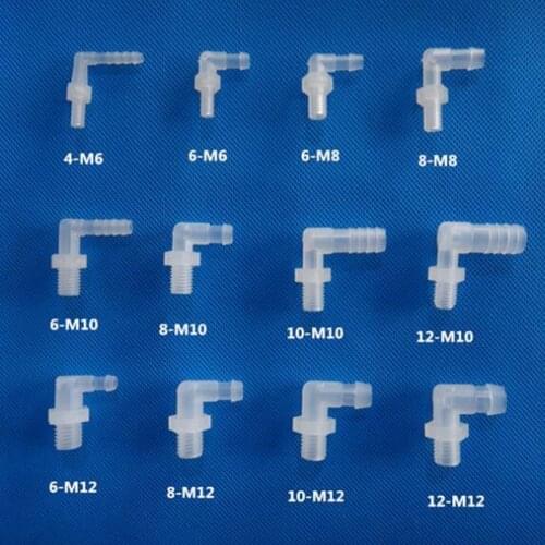 10pcs M6-M12 Male Thread Elbow Connectors 90 Degree Elbow Adapters for Aquarium Fish Tank Air Pump Pipe Fittings