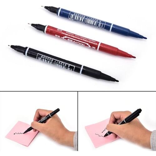 3 Colors Marker Pen Practical Double Hand Marker Pens Waterproof Ink Portable Fine Colour Drop Shipping