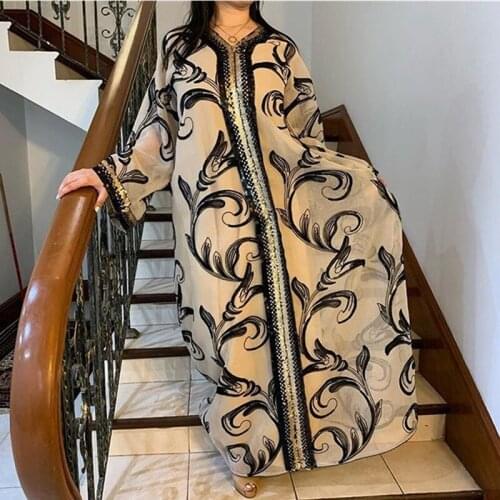Arabic Dresses Sequins Muslim New Fashion Abaya Hijab Dress Vestido Cardigan Kimono Print Long Robe Jalabiya Islamic Clothing