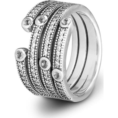 Shimmering Ocean Rings 100% Authentic 925 Sterling-Silver-Jewelry with Frosty Mint and Clear Cubic Zircon Free Shipping