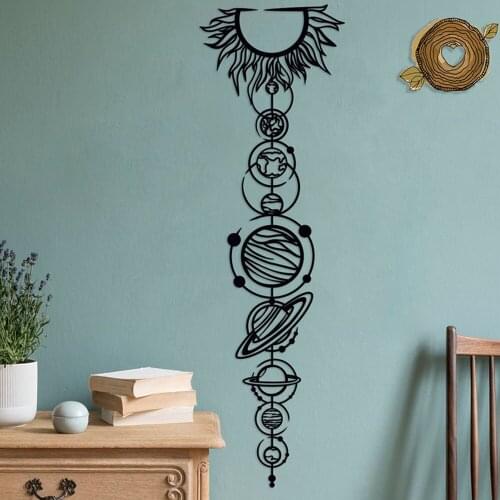 Large Solar System Planets Sun Moon Wall Sticker Kids Room Astronomy Space Planet Nature Wall Decal Playroom Vinyl Home Decor