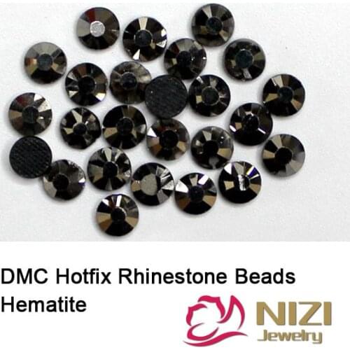 DMC Hotfix Rhinestones For Bridals Dress Hematite Strass Round Flatback Glue Backing Iron On Glass Diamonds DIY Decorations