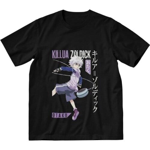 Killua Zoldyck T Shirt Men Short Sleeve 100% Cotton T-shirt Hunter X Hunter Anime Aesthetic Waifu Girl Tee Top Streetwear Tshirt