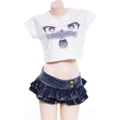 Harajuku Shirt Cotton Goth Woman Tshirts Kawaii Clothes Anime Cosplay T Shirt for Women Sexy Tops Summer Plus Size White Black