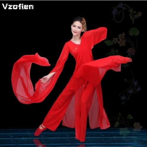 Chinese Classical Yangko Water Sleeve Dance Costume National Red Traditional Dance Fairy Folk Dress Stage Wear for Performance