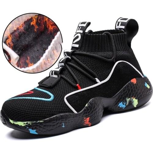 Men Winter Warm Plush Casual Sneakers Male High Top Ankle Snow Shoes Boy Boots Walking Footwear Women White Mesh Autumn Trainers