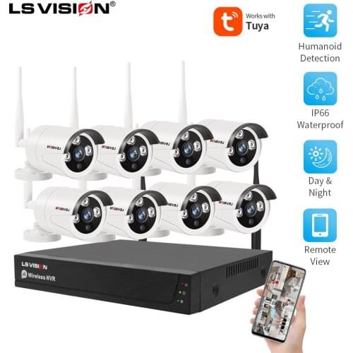 LSVISION 8CH 2MP HD POE NVR Kit CCTV System Two Way Audio AI IP Camera IR Cut Outdoor P2P Remote Video Security Surveillance Set