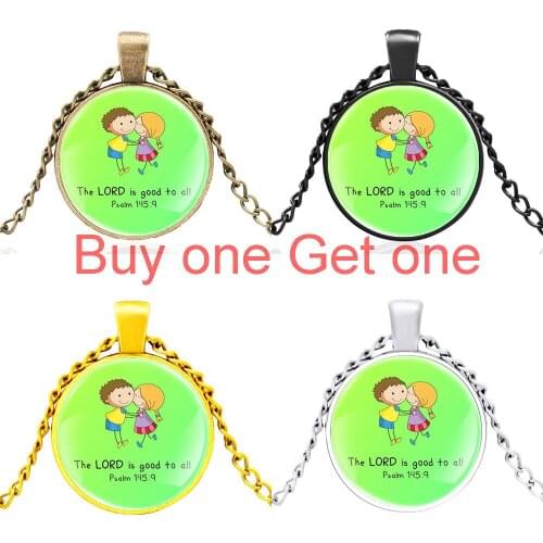 Fashion Bible Verse “the Lord Is Good to All Psalm ” Glass Dome Charm Pendant Necklace Men Women Jewelry Accessories Gifts