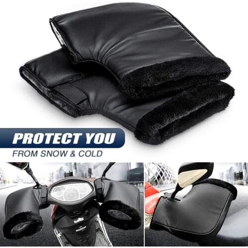 Motorcycle Handlebar Windproof PU Winter Thickened Warm Handlebar Muffs Thermal Cover Gloves Universal for Motorcycles Scooters