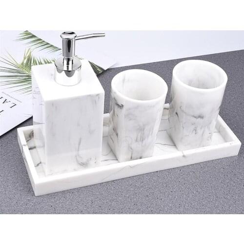 1 Set Nordic Marble Washing Set Toothbrush Cup Home Bathroom Kitchen Soap Dispenser Bottle Organizer Tray With Cups