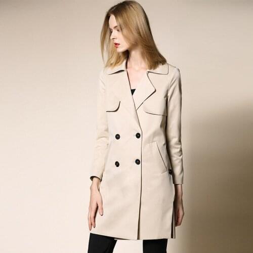 New fashion 2018 Burdully women Trench Coat cotton Wide-wasited England Style Trench mid length elegant pink coat outer wear