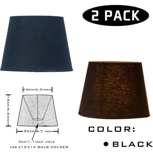 OYGROUP 2 Pack Lampshade Black Cotton Linen Lampshade E12 or E14 Bulb Base Home Decoraion for Table Lamp Desk Lighting