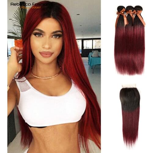 Peruvian Straight Hair 4x4 Lace Closure Wig Human Hair Wigs 1b 99J Red Burgundy Pre-Plucked 180% Remy Human Hair Deep Part Wigs