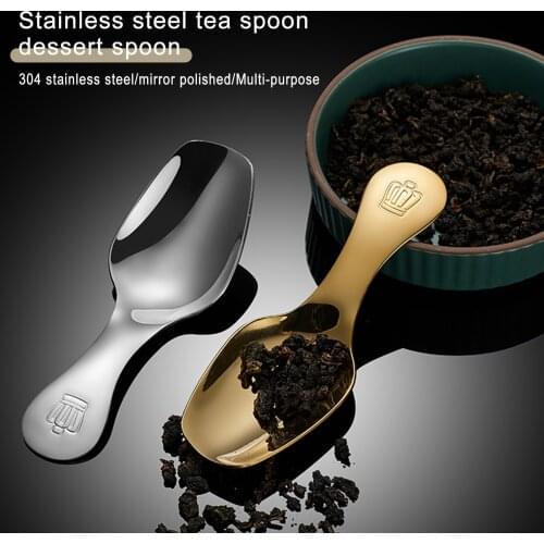 Tableware Stainless Steel Spoon Short Handle Teaspoons Coffee Bean Tea Kitchen Tool Gadget Dessert Cute Creative Shovel Spoon