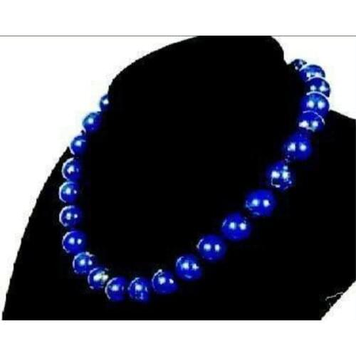 Stunning!10mm Egyptian Lapis Lazuli Necklace 18INCH