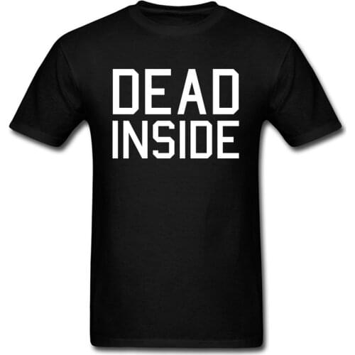 Font Dead Inside Title Men Summer T-shirts Normal Short Sleeve Tops Shirts Designer Pure Cotton Slim Fit T-Shirt For Guys
