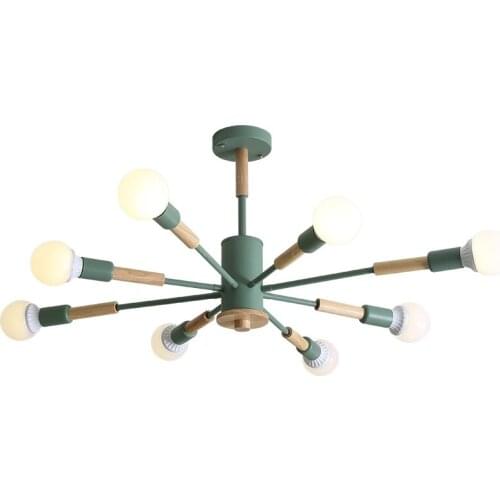 E27 LED wood ceiling lights for living room green/grey/black ceiling lamp in bedroom 220V Loft interior lighting nordic fixtures