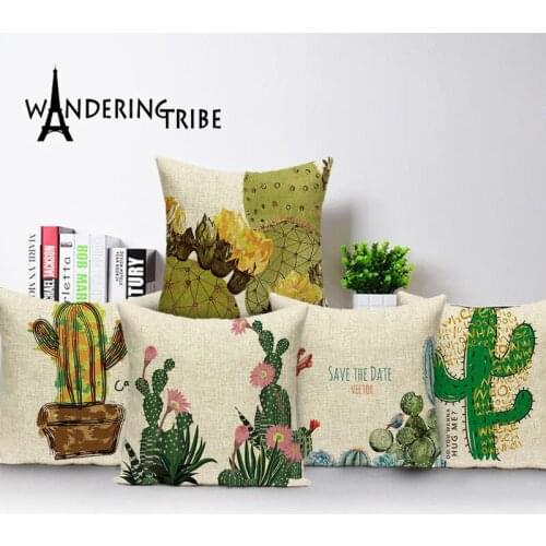 Cactus Decoration Home Throw Pillow Covers Cactus Pillows Case Living Room Cushions Custom High Quality Linen Cushion Cover