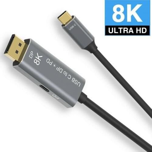 Usb C Naar Displayport Kabel 8 K 60Hz Thunderbolt 3 4K 144Hz Type-C 3.1 dp 1.4 Adapter Pd Snelle Oplader Voor Macpro Display Hud
