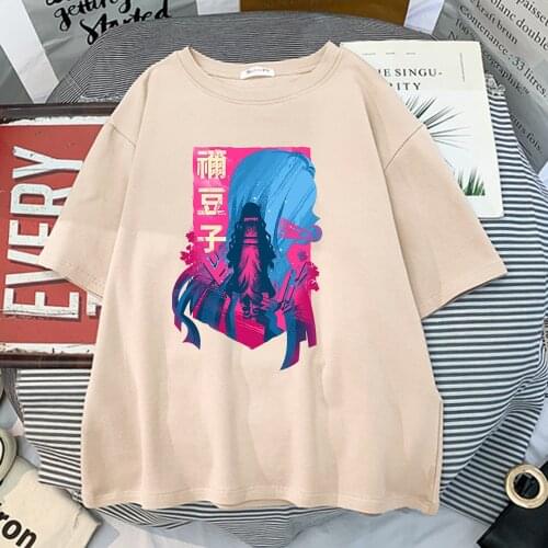 Demon Slayer Kamado Nezuko Womens T Shirts 2021 Summer Hot Sale T Shirt Loose Style Street Tee O-Neck Trendy Womens T-Shirt
