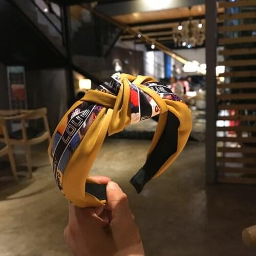 Womens headband letter knot headband accessories leisure simple Retro Sweet broad side