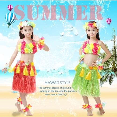 40cm Plastic Fibers girls Woman Hawaiian Hula Skirt Hula Grass costume Flower Skirt 8 colors Hula dance dress Party Hawaii Beach