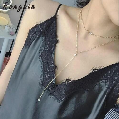 Simple Gold Silver Color Chain Choker Necklace Long Tassel Crystal Chocker Necklaces For Women collar collier ras du cou
