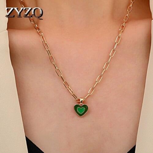 ZYZQ Creative Simple Double Layer Peach Heart Pendant Necklace For Women Elegant Temperament Clavicle Chain Jewelry Accessories