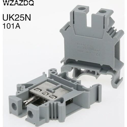 1pcs UK25N pure copper wire terminal 25 square guide rail type voltage terminal row UK-25n assembly terminal block terminal
