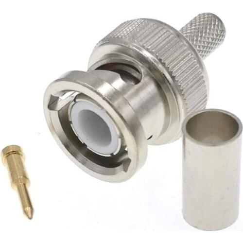 10pcs BNC Male Crimp RF Connector For RG58 LMR195 RG400 RG142 Cable