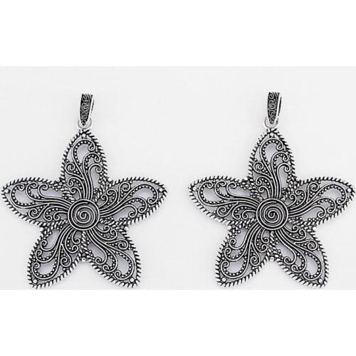 Zinc Alloy Large Hollow Filigree Star Pendant Decoration For Chain Necklaces Charms Female Jewelry Making Accessories 2PCS