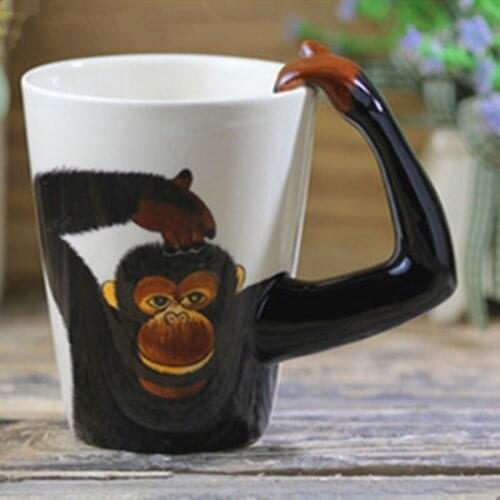 200ml Ceramic Mug Gorilla Ceramic Cup Animal Coffee Cup 3D Cartoon Cup Stereo Cup Korean Household Style China Hand-Painted