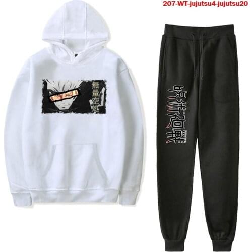 Anime Jujutsu Kaisen Hoodie Oversized 2 Pieces Set Japanese Clothes Tracksuit Mens Hoodies+Sweatpants Jump Suit Men Pullover