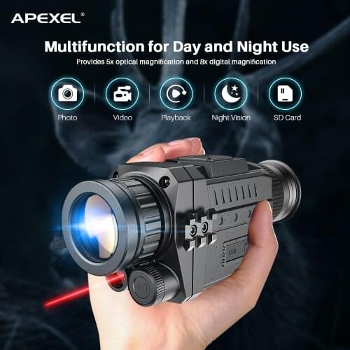 APEXEL Digital Night Vision Monocular Telescope 8G IR5X 8X Optics Scope Photo Video Recording Camera Binoculars For Hunting