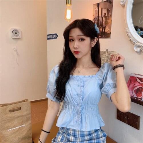 Blouse Women Shirt Summer 2021 Square Collar Puff Short Sleeve Top For Women Blusas Mujer De Moda