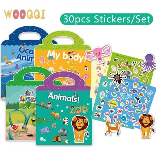 DIY Paper Cartoon Stickers Cute Stickers Children Puzzle Games Space Animal Vehicles Assemble Toys for Kids Training