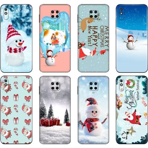 Black tpu Case For Xiaomi Redmi 7A 8 8A 9 9A 9C Case Redmi Note 8T 8 Pro T Note 9 9S 9 Pro Case Cute Christmas