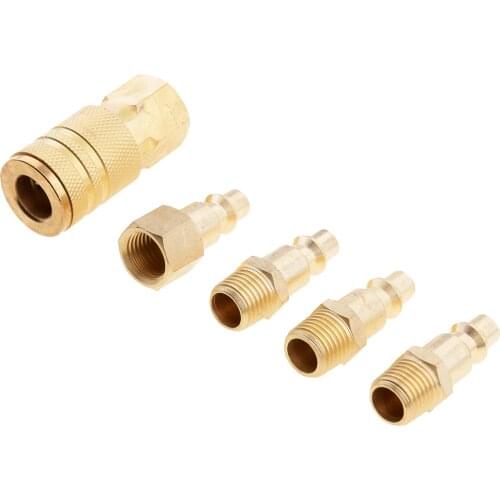 5PCS Air Line Hose Compressor Fitting Connectors Thread 90 Degree Elbow Quick Fitting Female Quick Release Coupler 1/4inch NPT