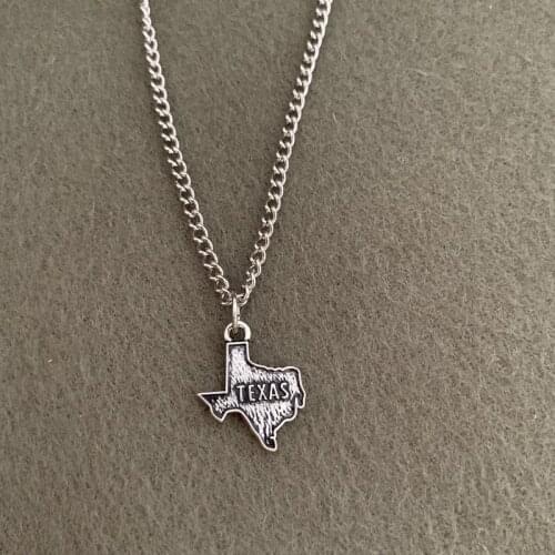 Exquisite Antique Silver Texas Map Charms Pendant Necklace Women Jewelry Gift For Friends Dropshipping