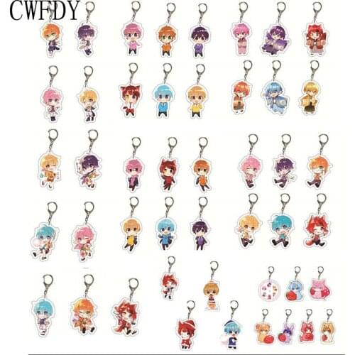 Anime Strawberry Prince Keychain Figure Nanamori Jel Satomi Colon Root Rinu Arcylic Key Ring Jewelry For Fans Collection Gifts