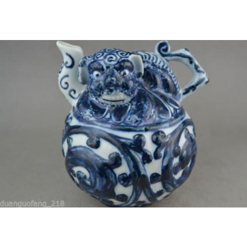 Collectible chinese porcelain carving dragon back kettle can use tea pot
