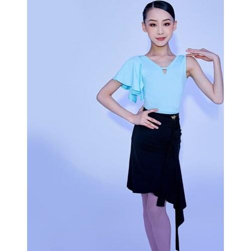 Girls Latin Dance Costume Single Sleeve Summer Cha Cha Practice Wear Samba Rumba Competition Performance Stage Suit VDB3836