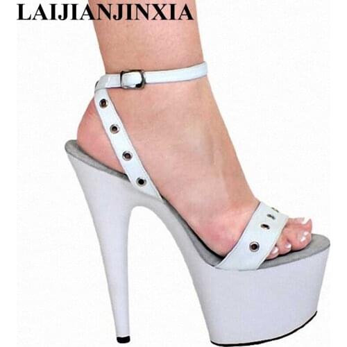 LAIJIANJINXIA Womens Sandals 17CM Sexy Super High Heel Platforms Performance /Star/Model Fashion Shoes Wedding Shoes G-060