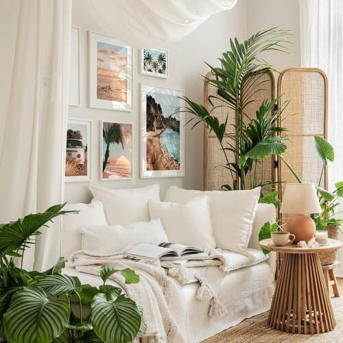 Summer Sunset Hill Nature Poster Palm Van Wall Art Nordic Canvas Painting Scandinavaian Print Interior Living Room Decoration