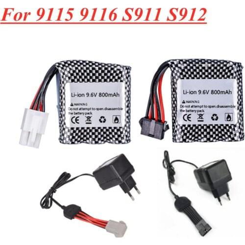 9.6v Li-ion Battery for 9115 9116 S911 S912 RC Car Truck Spare Upgrade 9.6V 800mah Rechargeable battery for toys Car 6P-SM Plug