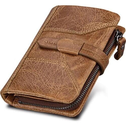 Fashion Business Mens Wallet RFID Genuine Cow Leather Wallets and Purse Men Male Vintage Coins Bag Pocket Carteira Masculina