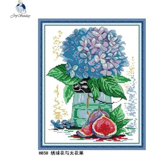 Hydrangea and fig printing cross stitch kit 14ct 11ct floral pattern embroidery DIY needlework sewing kit home decor painting
